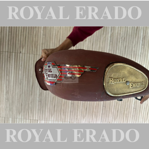 Royal Enfield Vintage G2 1962 Old Model Bullet 350 Tank For Classic Electra Standard Capacity 18 To 20 Litres High Quality With Brass Chrome Tank Monogram And Brass Knee Pad
