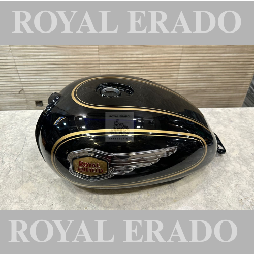 Royal enfield standard bs-3 bs-4 tank in black colour with golden lining with paint