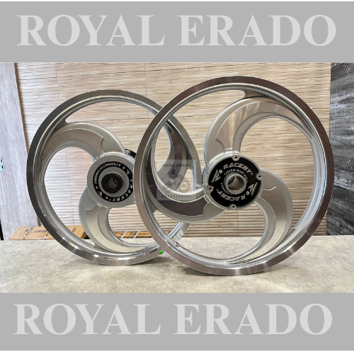 Raceby kingway 3 spoke 3S talwar silver  alloy wheel for Royal Enfield classic single disc and standard 500cc ( front 19” disc & rear drum 18” )