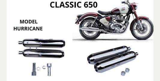 Hurricane Performance exhaust Stainless steel silencer with DB killer D.B killer in chrome  for Classic 650