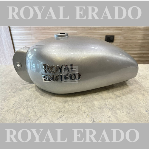 Royal enfield electra bs-3 tank in silver with new model sticker
