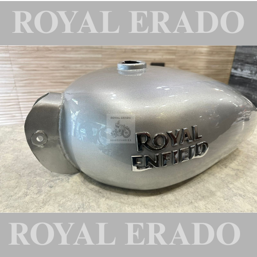 Royal enfield electra bs-3 tank in silver with new model sticker