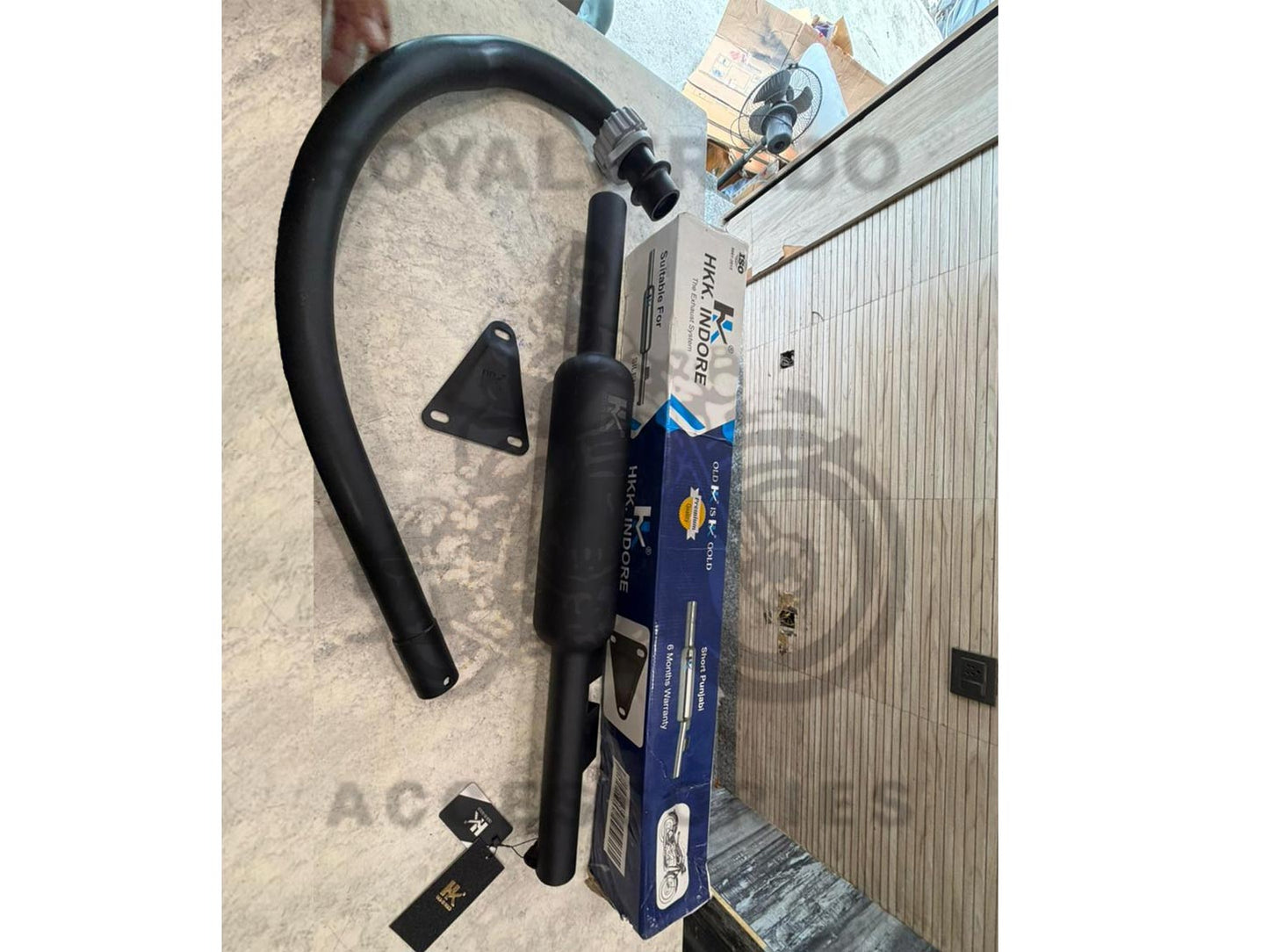 Hk-indore Company Punjab Free-flow Loud Sound Black Silencer Exhaust  & C-type Black Bend Pipe For Royal Enfield Bs-3, Bs-4, Bs-6, Classic Electra & Standard