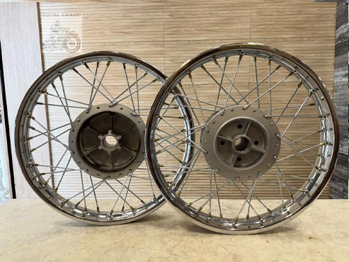 Royal Enfield Standard Drum Brake Spoke Wheel Rim In Chrome (1980 To 2018 Model Non- Disc Standard )