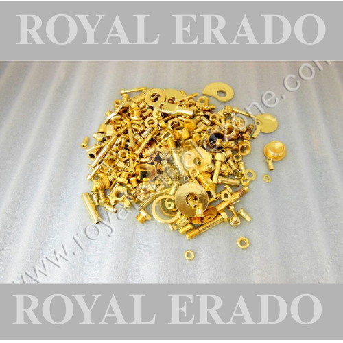 Royal enfield brass golden coated nut bolt kit for vintage g2 1962 old model bullet 350 standard electra cast iron engine ci engine