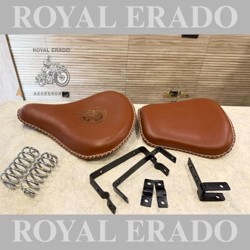 Kabir Singh Style Leather Seat (Arjun Ready Seat ) In Tan Colour For Royal Enfield Classic Electra Standard Reborn Classic For Vintage G2 1962 Old Model Bullet 350