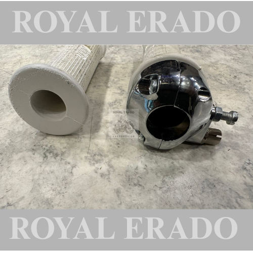 Royal Enfield vintage g2 1962 model bullet 350 cast iron engine, ci engine standard throttle grip, white, Amal grip white.