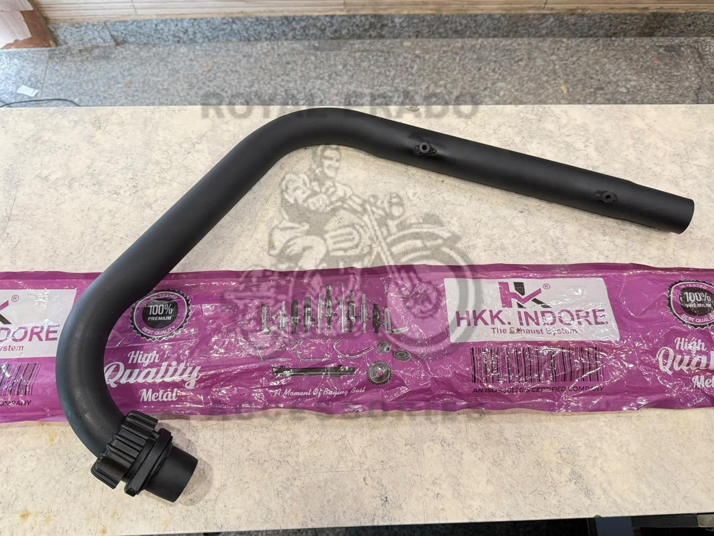 Hk Company L-type Bend Pipe In Black, Free-flow Loud Sound For Royal Enfield Classic Electra Standard Bs-3 Bs-4 Uce Model
