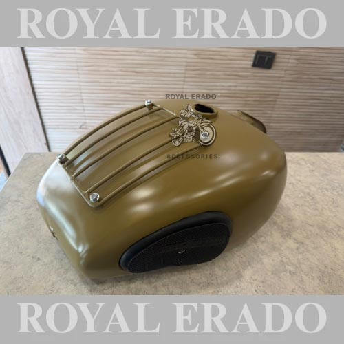 Royal Enfield 18 To 20-litre Desert-colour Army-style Tank With Grill & Knee Pads For Classic Electra Standard