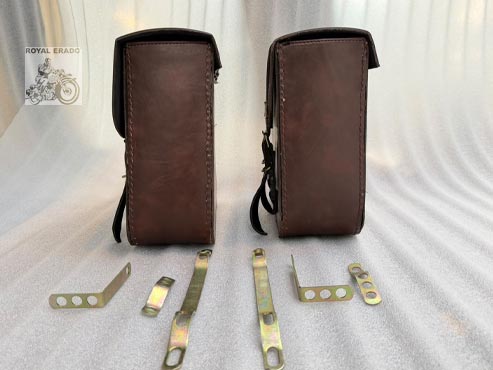 Harley-style Brown Saddle Bag For Royal Enfield Classic Electra Standard, Meteor 350, Hunter 350, Reborn Classic Battalion Standard, Thundrbird , Vintage G2 1962 Bullet 350
