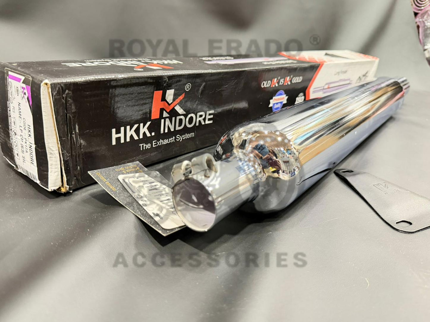 Hk-indore Company Long Punjab Silencer 63mm Big Mouth Free Flow Loud Sound Chrome Exhaust For Royal Enfield Classic Electra Standard Bs-3 And Bs-4