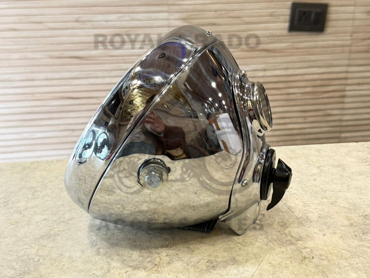 8" Headlight In Chrome Bsa Norton Triumph Royal Enfield Vintage G2 1962 Old Model Bullet 350 Standard