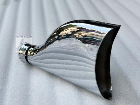 Royal Enfield Chrome Fish Tail Available For Original Silencer / Punjab Silencer / Indore Silencer / For Classic Electra Standard/Reborn Classic/Battalion Standard