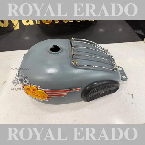 Royal Enfield Tank For Classic Electra Standard Bs-3 Bs-4 Vintage Style With Tank Monogram , Knee Pads And Chrome Grill Without Paint Raw