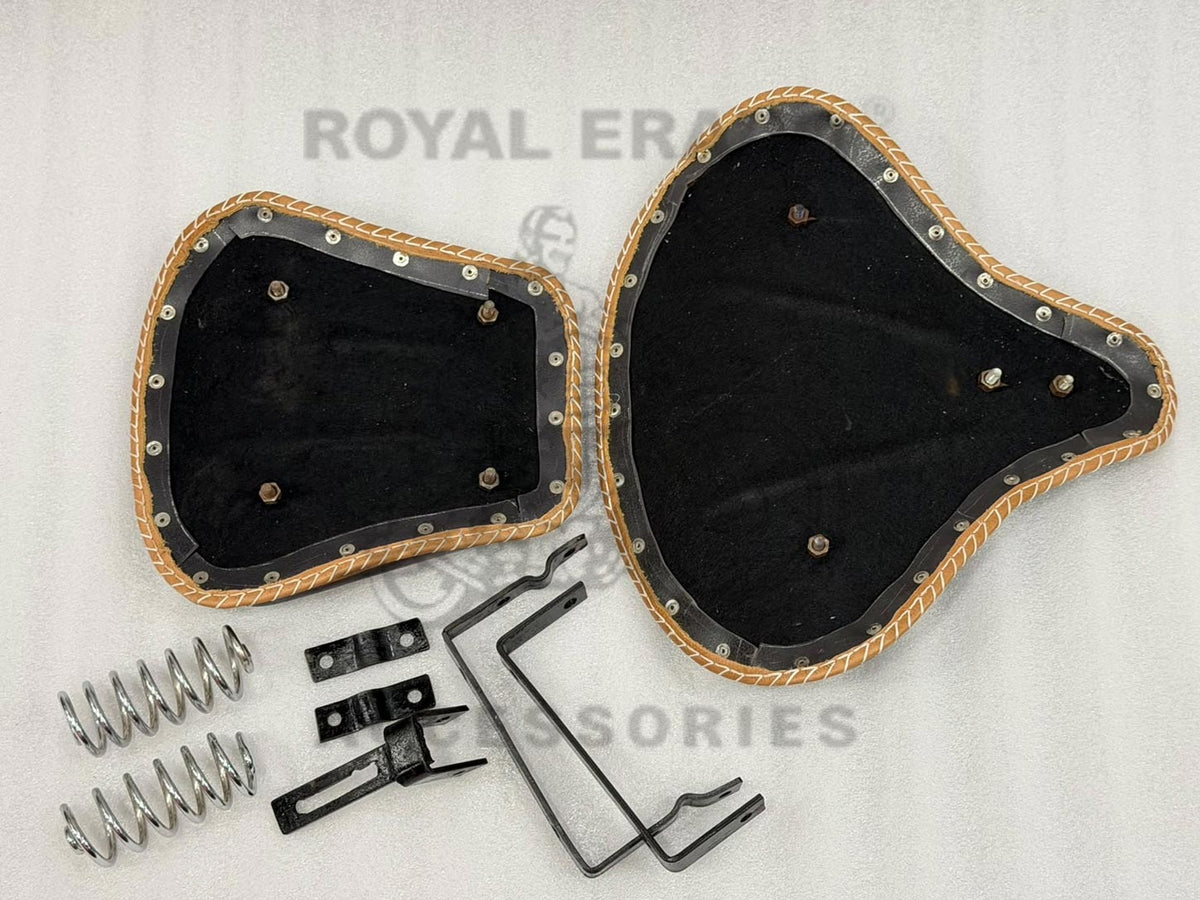 Royal Enfield Vintage G2 1962 Old Model Bullet 350 Kabir Singh Style Dark Burgundy Brown Leather Engraved Embossed Front Solo Seat (Arjun Ready Seat) For Classic Electra Standard Reborn Classic