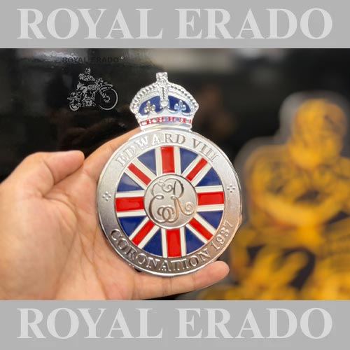 1937 King Edward Viii Coronation Car Radiator Grille Badge Logo Monogram / Queen Elizabeth Crown Logo
