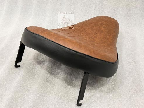 Royal Enfield Harley Bobber Style Solo (Black & Tan Colour ) Seat For Classic Electra Standard Vintage G2 1962 Old Model Bullet 350