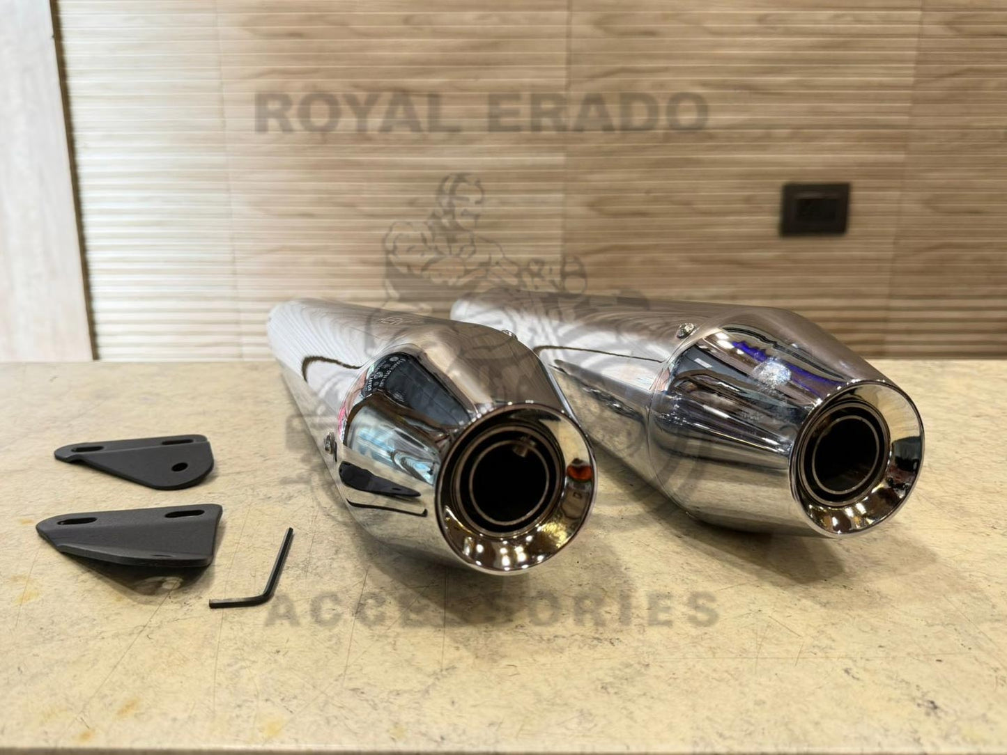 AEW Te 101 Performance Chrome Mild Steel Exhaust Silencer For Royal Enfield Interceptor 650 & Continental Gt 650 | Deep Rumble With Treble Note