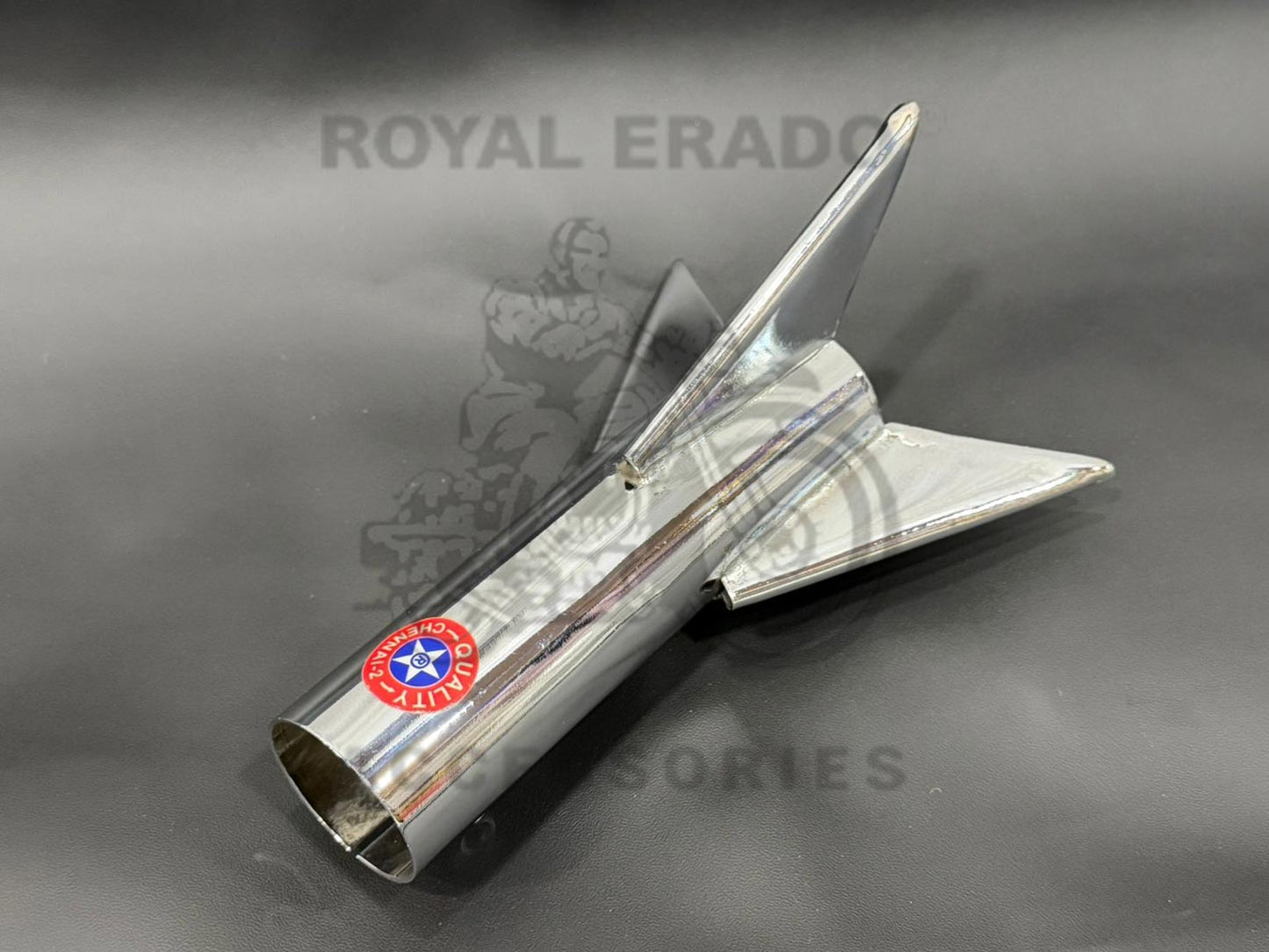 Royal Enfield Chrome Silencer Rocket For Classic Electra Standard, New Battalion Reborn Classic Emerald Green For Indore & Small Mouth Punjab & Original Silencer