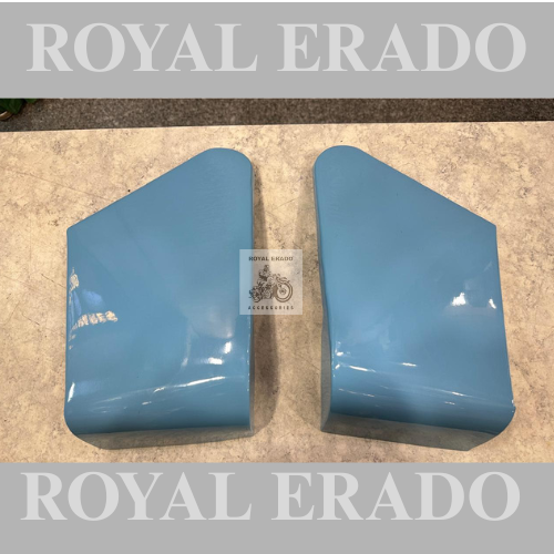 Royal enfield classic electra standard thunderbird side panels in blue colour to convert into bobber chopper harley style