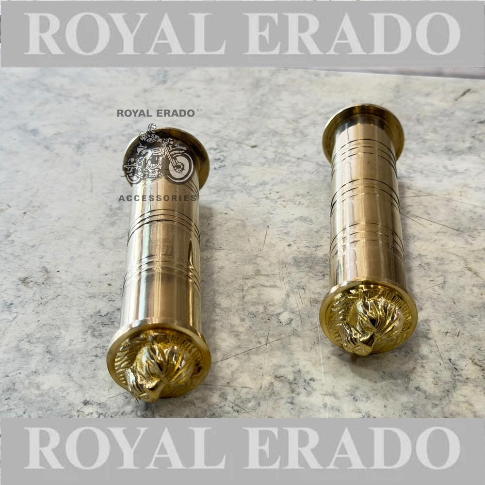 Royal Enfield Brass Grip With Lion Face For Classic Electra Standard Thunderbird Reborn Classic New Standard Meteor 350 Super Meteor 650 Hunter 350 Vintage G2 1962 Old