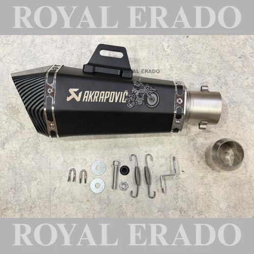 Universal Slip On Silencer Hexa Cut Akrapovic Exhaust With Db Killer Silencer For Bajaj, Tvs, Ktm, Suzuki, Yamaha,  Hero Universal For Bike (Black Carbon) 36-51mm Muffler Pipe