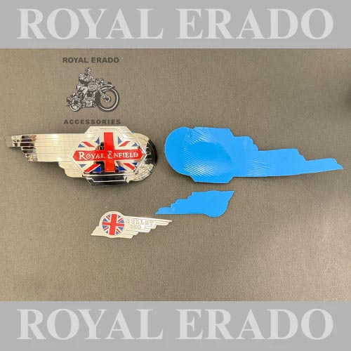 British England Tank Monogram &amp; Tool Box Badge In Chrome For Vintage G2 1962 Bullet 350 &nbsp;Old Model Royal Enfield Classic, Electra, Standard Reborn Classic, New Standard Battalion