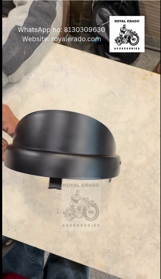royal enfield reborn classic and standard battalion head light ring with shade cap peak in black