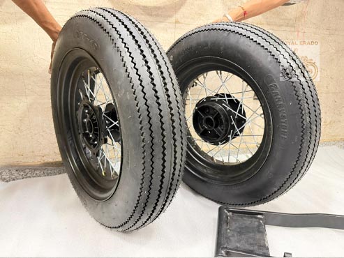 Harley Style Bobber Kit With Front And Rear Wheel & Balloon Tyre  (Tyre Size 16" By 5") Front Front Fork & Broad Swing Arm, Harley Style Handlebar For Royal Enfield Classic Electra Standard Thunderbird