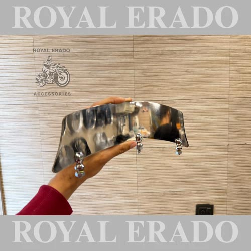 Royal Enfield Front Mudguard Number Plate In Ss Stainless Steel ( Non- Rustable ) With Round-type Fixing Nut For Vintage G2 1962 Old Model Bullet 350 New Battalion Standard Electra Reborn Classic