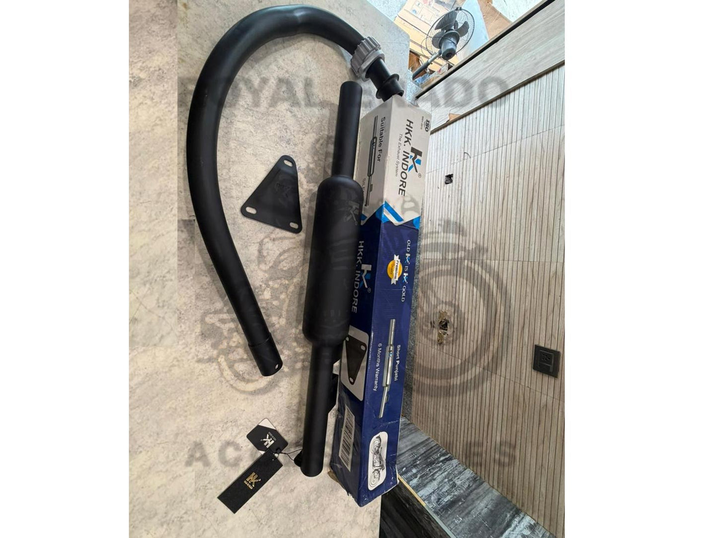 Hk-indore Company Punjab Free-flow Loud Sound Black Silencer Exhaust  & C-type Black Bend Pipe For Royal Enfield Bs-3, Bs-4, Bs-6, Classic Electra & Standard