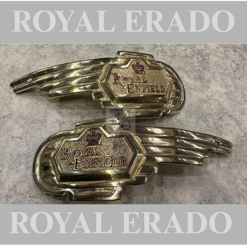 Royal Enfield heavy brass tank monogram with red Royal Enfield logo for vintage g2 1962 old model bullet 350 cast iron engine ci engine Standard Electra.