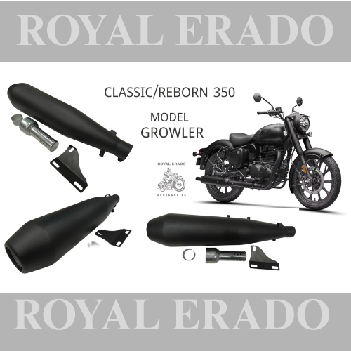 Growler Performance exhaust Stainless steel silencer with DB killer D.B killer in black for Classic Reborn 350