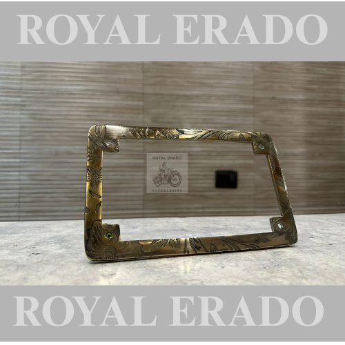 Royal enfield brass number plate frame antique engraved for Royal enfield classic electra standard battalion hunter meteor super meteor 650