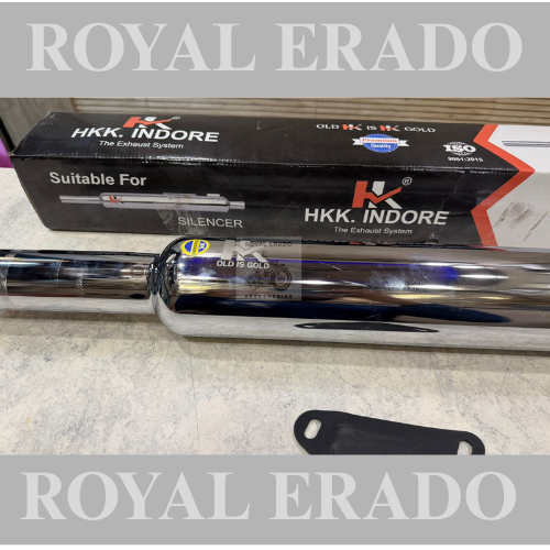 Royal enfield classic electra standard bs-3 bs-4 and bs-6 long bottle Punjab silencer chrome HK Indore company free flow exhaust loud sound exhaust