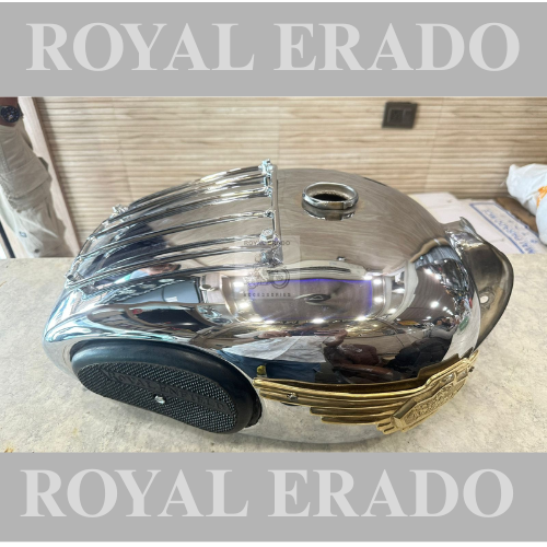 Royal Enfield vintage g2 1962 old model bullet 350 Ctandard Classic Electra chrome tank with grill and knee pad and brass monogram.