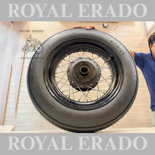 Harley-style Bobber Tyre, Balloon Tyre With 16" Wheel Rim (5.00-16) For Royal Enfield Classic Electra, Standard, Thunderbird, Continental, Gt 650