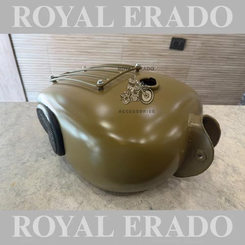 Royal Enfield 18 To 20-litre Desert-colour Army-style Tank With Grill & Knee Pads For Classic Electra Standard
