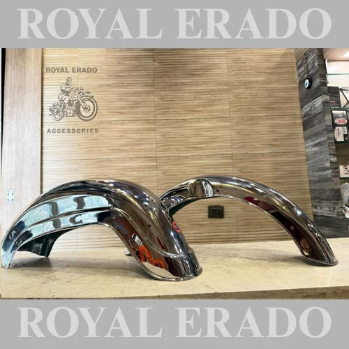 Royal Enfield Standard 350 Chrome Front And Rear Mudguards To Give A Vintage G2 1962-style Look To Your Bike