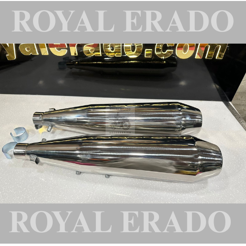Growler Performance exhaust Stainless steel silencer with DB killer D.B killer in chrome / Silver for Interceptor /GT