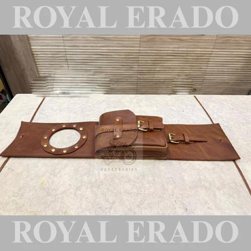 Vintage G2 1962 Old Model Bullet 350 Arjun Reddy Kabir Singh Leather Tank Cover (Tank Bag / Tank Tidy) In Brown For Royal Enfield Classic Electra Standard Reborn Classic, New Standard Battalion, And Continental Gt 650