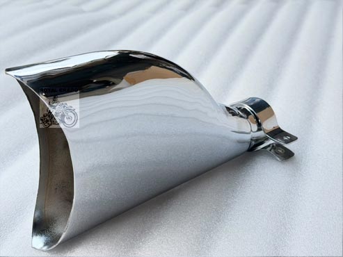 Royal Enfield Chrome Fish Tail Available For Original Silencer / Punjab Silencer / Indore Silencer / For Classic Electra Standard/Reborn Classic/Battalion Standard