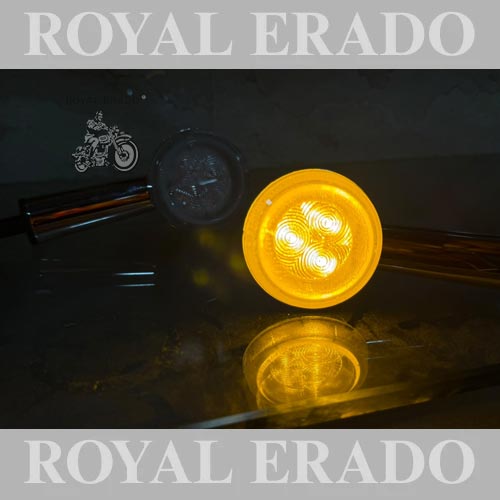 Chrome LED Indicator Bobber-style Indicator  For Royal Enfield Classic Electra Standard, Hunter 350, Interceptor & Continental Gt 650, Goan Classic, Thunderbird, Super Meteor 350, Meteor 650, Jawa Bobber Perak , Vintage G2 1962 Bullet 350
