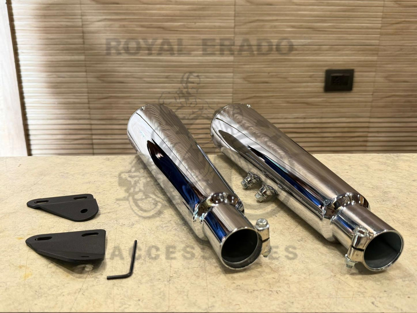 AEW Te 101 Performance Chrome Mild Steel Exhaust Silencer For Royal Enfield Interceptor 650 & Continental Gt 650 | Deep Rumble With Treble Note