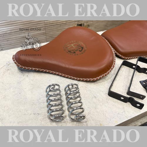 Kabir Singh Style Leather Seat (Arjun Ready Seat ) In Tan Colour For Royal Enfield Classic Electra Standard Reborn Classic For Vintage G2 1962 Old Model Bullet 350