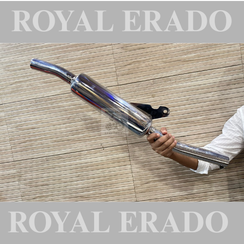 Royal enfield classic electra standard upswept angular exhaust silencer in chrome