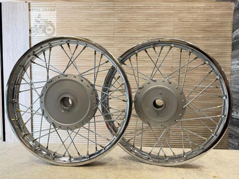 Royal Enfield Standard Drum Brake Spoke Wheel Rim In Chrome (1980 To 2018 Model Non- Disc Standard )