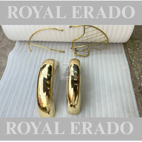 Royal enfield classic electra standard vintage g2 1962 old model bullet 350 Front and rear mudguard with brass golden stay sare guard