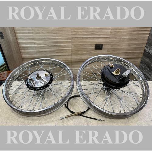 Royal enfield vintage g2 1962 old model bullet 350 standard electra cycle hub wheel rim complete set assembled