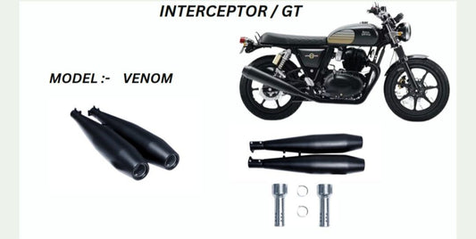 Venom Performance exhaust Stainless steel silencer with DB killer D.B killer in  Black for Interceptor /GT
